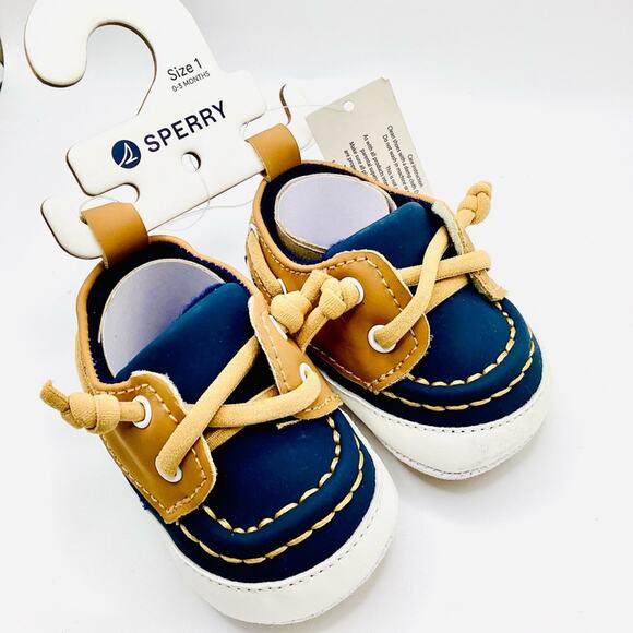 Sperry Navy and Tan Baby Boat Shoes - Picture 1 of 10